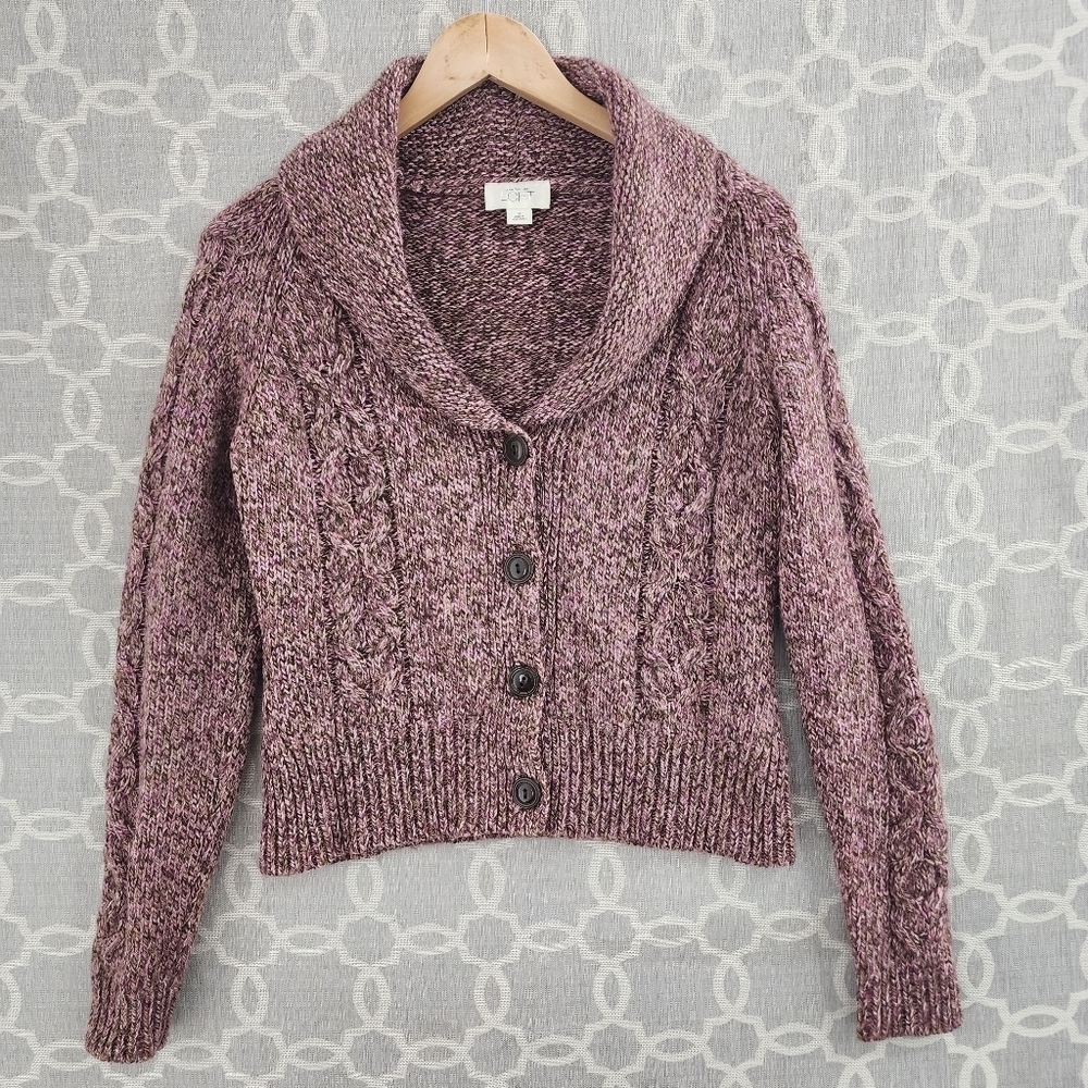 Ann Taylor Loft Wool Blend Chunky Knit Sweater Cardigan Women's M